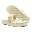 Kit 2 Sandálias Tressê Feminina GuGi Papete Conforto Com Tiras Trançadas Birkenstock Dia A Dia Marfim e Branco
