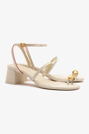Sandália Salto Bloco Biarritz Couro Off White