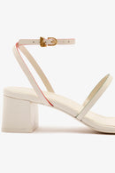Sandália Salto Bloco Biarritz Couro Off White